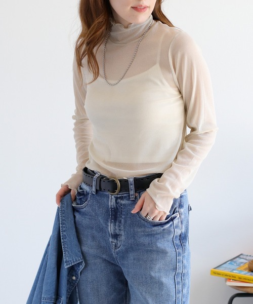 cepo(セポ)の「ハイネックシアーラメインナー(Tシャツ/カットソー・レディース・グレー/ベージュ/ブラック/チャコール/ベージュ系その他・M)」の5枚目の写真