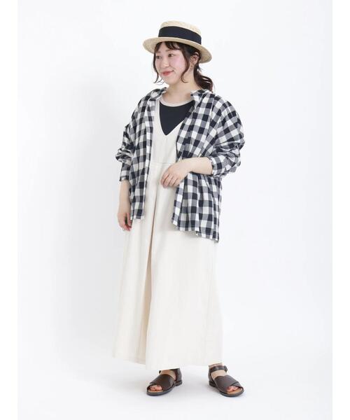 Samansa Mos2(サマンサ モスモス)の「ビッグギンガムカフスフリルブラウス(シャツ/ブラウス・レディース・ベージュ/ミント/ブラック/ブルー・フリ-)」の8枚目の写真