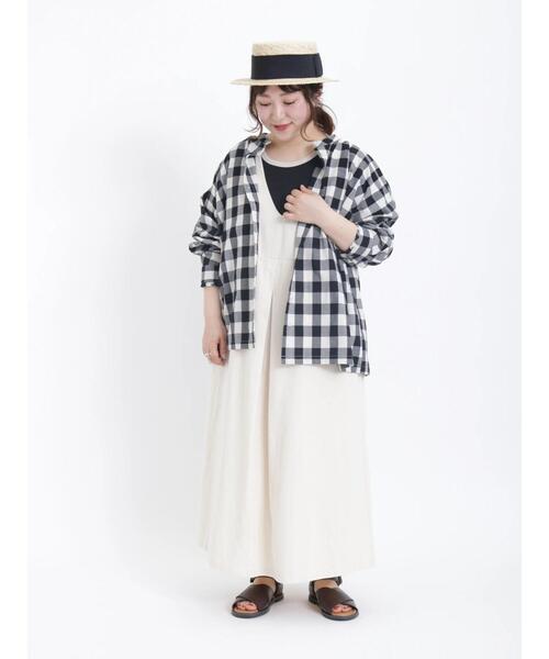 Samansa Mos2(サマンサ モスモス)の「ビッグギンガムカフスフリルブラウス(シャツ/ブラウス・レディース・ベージュ/ミント/ブラック/ブルー・フリ-)」の9枚目の写真