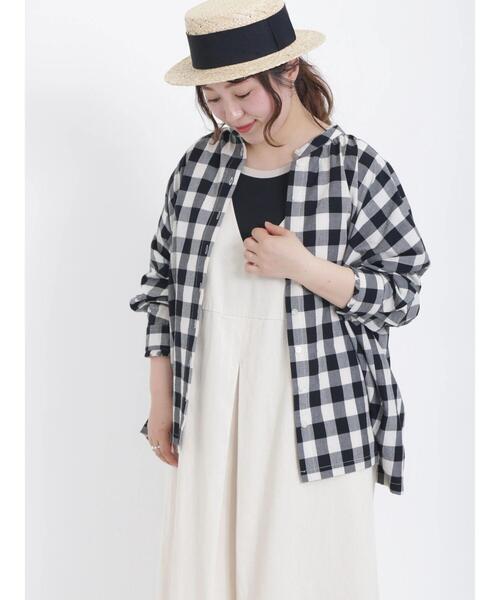 Samansa Mos2(サマンサ モスモス)の「ビッグギンガムカフスフリルブラウス(シャツ/ブラウス・レディース・ベージュ/ミント/ブラック/ブルー・フリ-)」の10枚目の写真