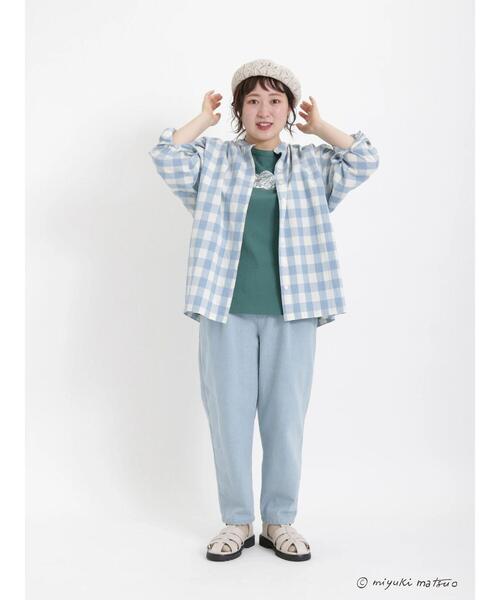 Samansa Mos2(サマンサ モスモス)の「ビッグギンガムカフスフリルブラウス(シャツ/ブラウス・レディース・ベージュ/ミント/ブラック/ブルー・フリ-)」の11枚目の写真