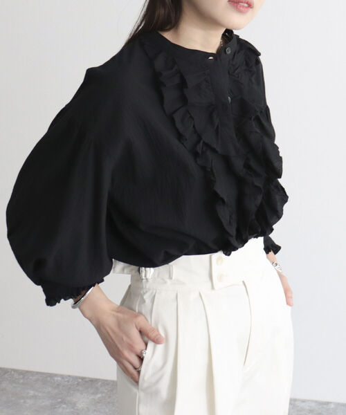 fredy emue(フレディエミュ)の「【fredyemueフレディエミュ】コットンスラブフリルブラウス(シャツ/ブラウス・レディース・オフホワイト/イエロー/ブラック/ラベンダー・38)」の3枚目の写真