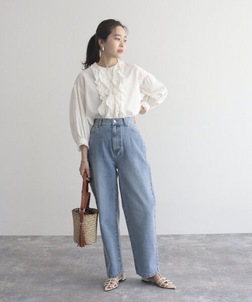 fredy emue(フレディエミュ)の「【fredyemueフレディエミュ】コットンスラブフリルブラウス(シャツ/ブラウス・レディース・オフホワイト/イエロー/ブラック/ラベンダー・38)」の7枚目の写真