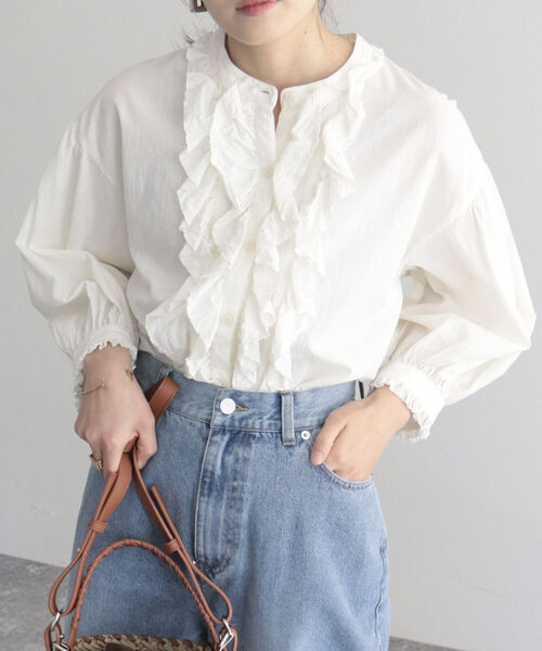 fredy emue(フレディエミュ)の「【fredyemueフレディエミュ】コットンスラブフリルブラウス(シャツ/ブラウス・レディース・オフホワイト/イエロー/ブラック/ラベンダー・38)」の10枚目の写真