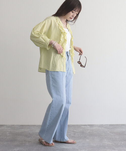 fredy emue(フレディエミュ)の「【fredyemueフレディエミュ】コットンスラブフリルブラウス(シャツ/ブラウス・レディース・オフホワイト/イエロー/ブラック/ラベンダー・38)」の18枚目の写真