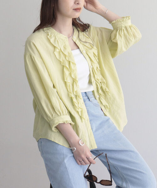 fredy emue(フレディエミュ)の「【fredyemueフレディエミュ】コットンスラブフリルブラウス(シャツ/ブラウス・レディース・オフホワイト/イエロー/ブラック/ラベンダー・38)」の19枚目の写真