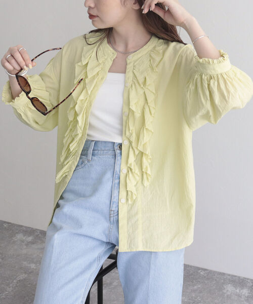 fredy emue(フレディエミュ)の「【fredyemueフレディエミュ】コットンスラブフリルブラウス(シャツ/ブラウス・レディース・オフホワイト/イエロー/ブラック/ラベンダー・38)」の20枚目の写真
