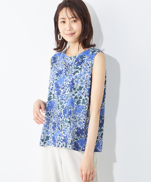 A/C DESIGN BY ALPHA CUBIC(エーシーデザインバイアルファキュービック)の「【リバティ】プリントタンクトップ(Tシャツ/カットソー・レディース・ブルー/イエロー・LL/L/M)」の6枚目の写真