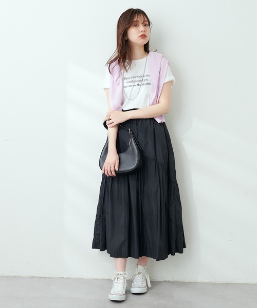 natural couture(ナチュラルクチュール)の「レタリング刺繍T(Tシャツ/カットソー・レディース・ホワイト系その他/グリーン系その他/オフホワイト/スミクロ・FREE)」の8枚目の写真