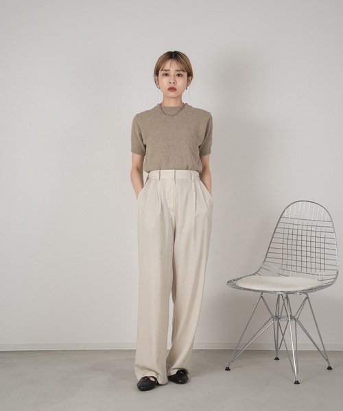 Amiur（エミレ）の「chewy short sleeve tops（Tシャツ/カットソー・レディース・ブラウン系/クリーム・FREE）」の5枚目の写真
