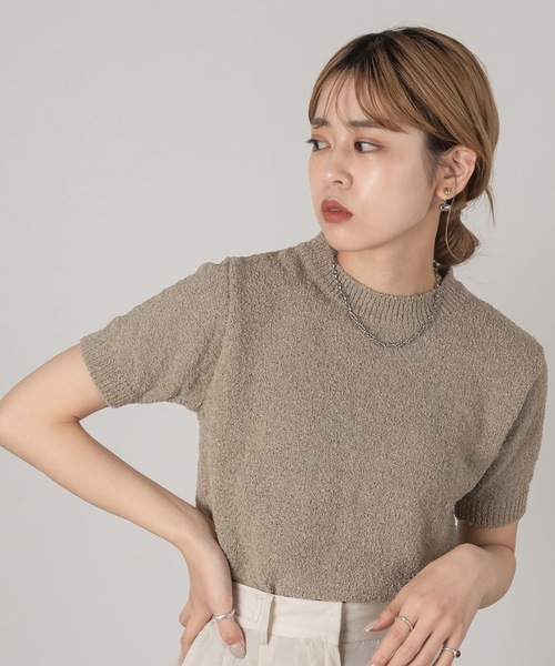 Amiur（エミレ）の「chewy short sleeve tops（Tシャツ/カットソー・レディース・ブラウン系/クリーム・FREE）」の4枚目の写真