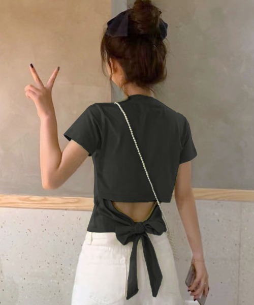 ウエスト見せバックリボンTシャツ（Tシャツ/カットソー）｜Riff