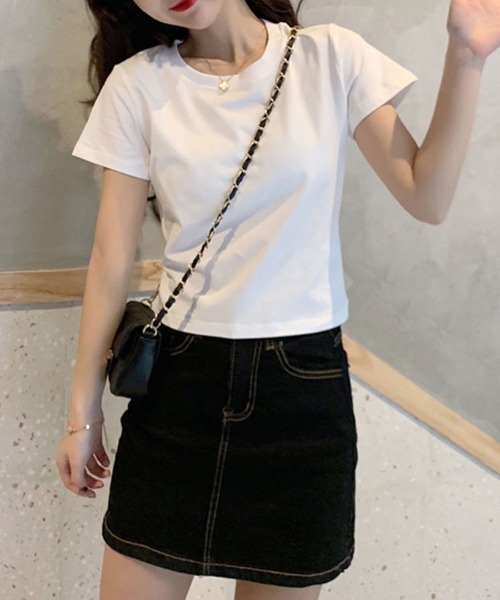 Riff（リフ）の「ウエスト見せバックリボンTシャツ（Tシャツ/カットソー・レディース・パープル/イエロー/ホワイト/ブラック/ピンク/チャコールグレー・L/XL/M）」の8枚目の写真