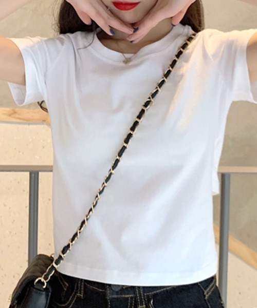 Riff（リフ）の「ウエスト見せバックリボンTシャツ（Tシャツ/カットソー・レディース・パープル/イエロー/ホワイト/ブラック/ピンク/チャコールグレー・L/XL/M）」の9枚目の写真