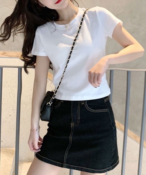 Riff（リフ）の「ウエスト見せバックリボンTシャツ（Tシャツ/カットソー・レディース・パープル/イエロー/ホワイト/ブラック/ピンク/チャコールグレー・L/XL/M）」の10枚目の写真