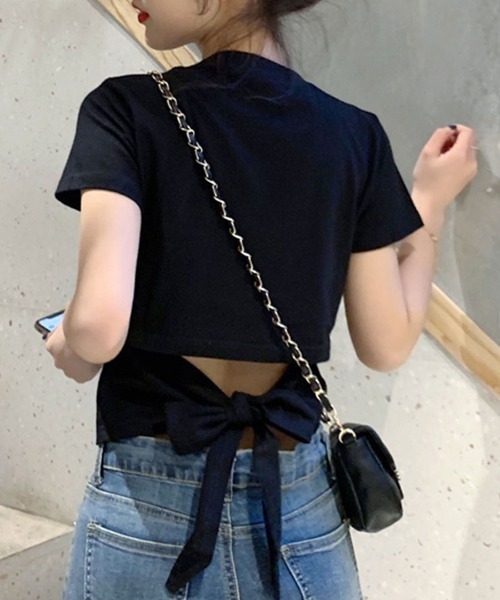 セール】ウエスト見せバックリボンTシャツ（Tシャツ/カットソー