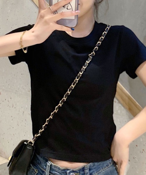 Riff（リフ）の「ウエスト見せバックリボンTシャツ（Tシャツ/カットソー・レディース・パープル/イエロー/ホワイト/ブラック/ピンク/チャコールグレー・L/XL/M）」の15枚目の写真