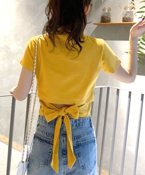 セール】ウエスト見せバックリボンTシャツ（Tシャツ/カットソー