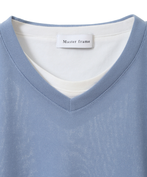 MASTER FRAME(マスターフレーム )の「【MASTER FRAME】 フェイクレイヤードVネックTシャツ(Tシャツ/カットソー・メンズ・ネイビー/サックスブルー/グレイッシュベージュ・4/3/2)」の8枚目の写真