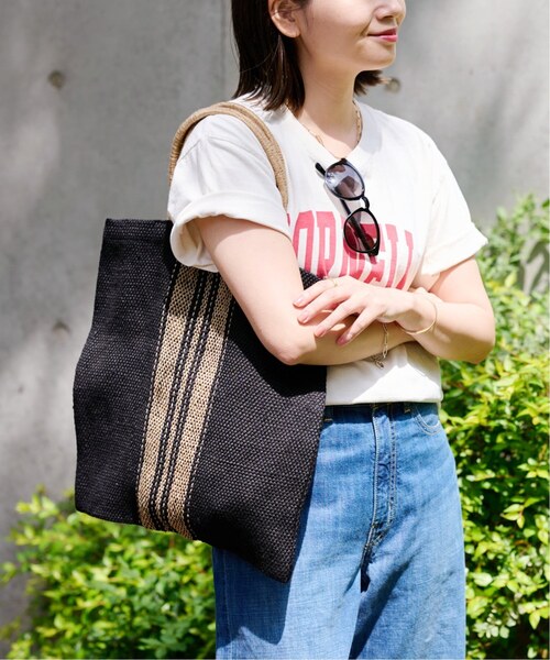 -〔WOMEN'S〕-　 MAISON BENGAL メイゾン ベンガル　　BAMBOO HANDLE JUTE BAG