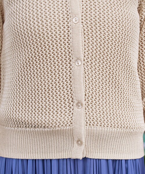 パフスリーブ透かし編みニットカーディガン（カーディガン/ボレロ  