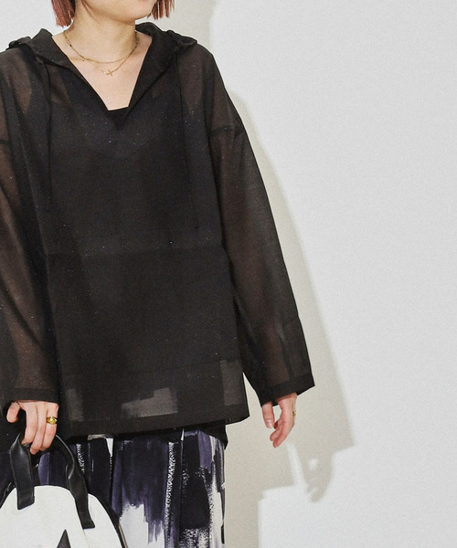 CONVERSE TOKYO（コンバーストウキョウ）の「ORGANDY MEXICAN PARKA（シャツ/ブラウス・レディース・ミント/ホワイト/ブラック/イエロー/ベージュ・FREE）」の7枚目の写真