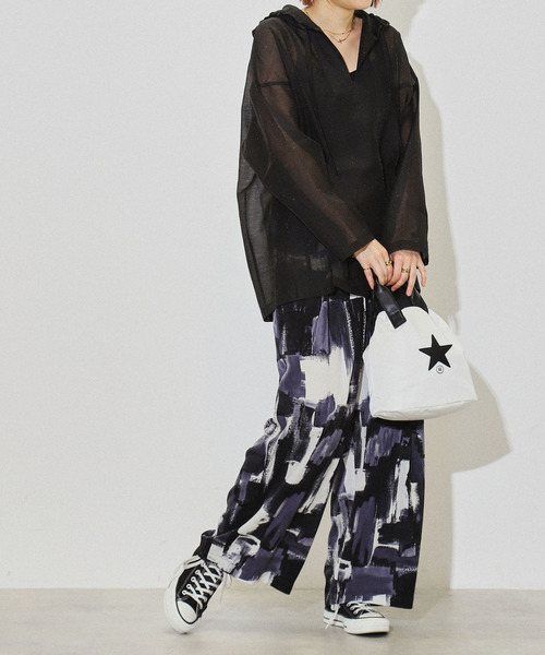 CONVERSE TOKYO（コンバーストウキョウ）の「ORGANDY MEXICAN PARKA（シャツ/ブラウス・レディース・ミント/ホワイト/ブラック/イエロー/ベージュ・FREE）」の9枚目の写真