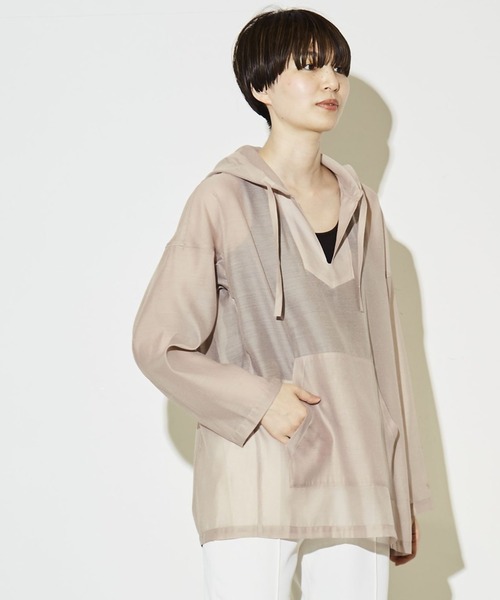 CONVERSE TOKYO（コンバーストウキョウ）の「ORGANDY MEXICAN PARKA（シャツ/ブラウス・レディース・ミント/ホワイト/ブラック/イエロー/ベージュ・FREE）」の3枚目の写真