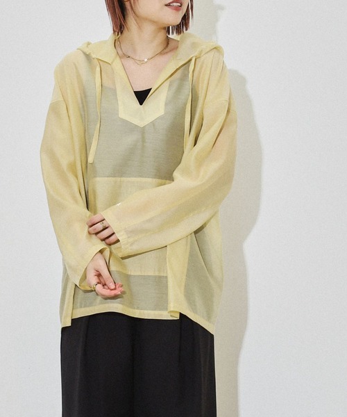 CONVERSE TOKYO（コンバーストウキョウ）の「ORGANDY MEXICAN PARKA（シャツ/ブラウス・レディース・ミント/ホワイト/ブラック/イエロー/ベージュ・FREE）」の5枚目の写真