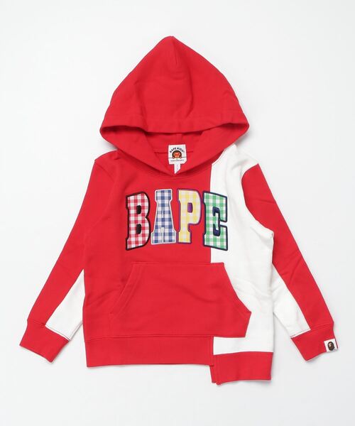 A BATHING APE(アベイシングエイプ)の「BAPE GINGHAM CHECK PATCH PULLOVER HOODIE K(パーカー・キッズ・レッド/ネイビー・130/120/140/110)」の8枚目の写真