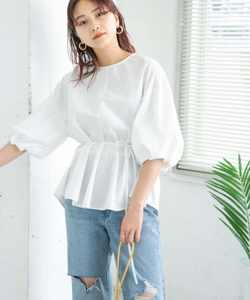 KBF(ケイビーエフ)の「タックボリュームスリーブブラウス(シャツ/ブラウス・レディース・ブラック/オフホワイト/オレンジ・ONE)」の15枚目の写真