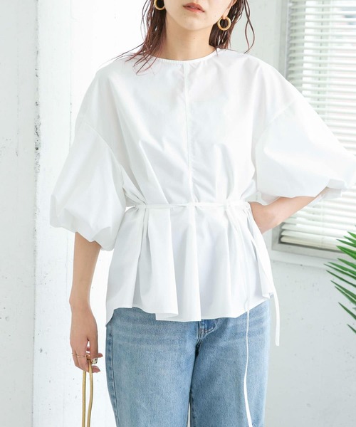 KBF(ケイビーエフ)の「タックボリュームスリーブブラウス(シャツ/ブラウス・レディース・ブラック/オフホワイト/オレンジ・ONE)」の16枚目の写真