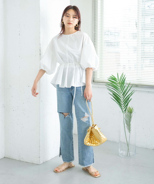 KBF(ケイビーエフ)の「タックボリュームスリーブブラウス(シャツ/ブラウス・レディース・ブラック/オフホワイト/オレンジ・ONE)」の20枚目の写真