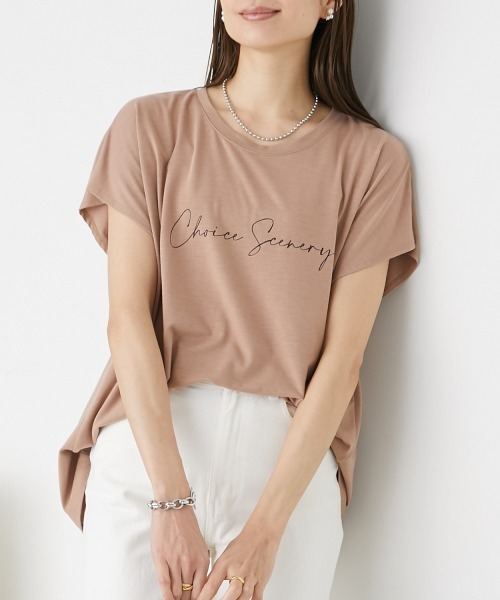 nissen(ニッセン)の「ゆるっと落ち感 ロゴTシャツ(Tシャツ/カットソー・レディース・カーキ/オフホワイト/ブラック/モカ・S/L/LL/M)」の3枚目の写真