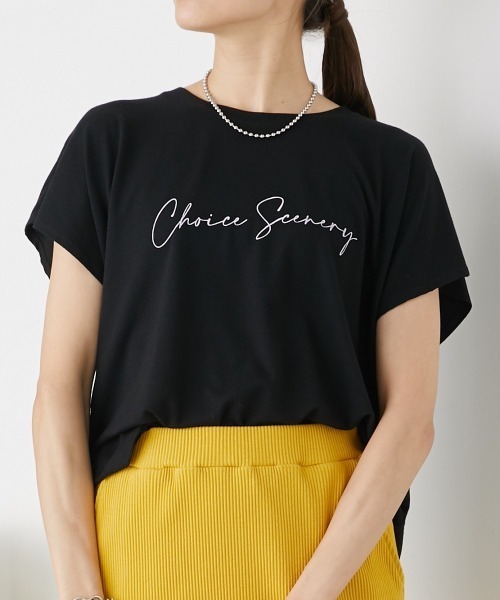 nissen(ニッセン)の「ゆるっと落ち感 ロゴTシャツ(Tシャツ/カットソー・レディース・カーキ/オフホワイト/ブラック/モカ・S/L/LL/M)」の5枚目の写真