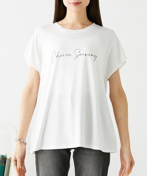 nissen(ニッセン)の「ゆるっと落ち感 ロゴTシャツ(Tシャツ/カットソー・レディース・カーキ/オフホワイト/ブラック/モカ・S/L/LL/M)」の16枚目の写真