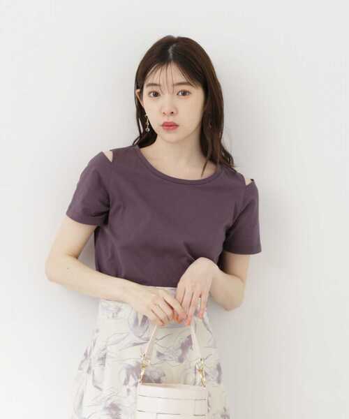 PROPORTION BODY DRESSING(プロポーションボディドレッシング)の「オープンショルダーTシャツ / 1213260701(Tシャツ/カットソー・レディース・ホワイト/ダークグレー/ピンク・FREE)」の1枚目の写真