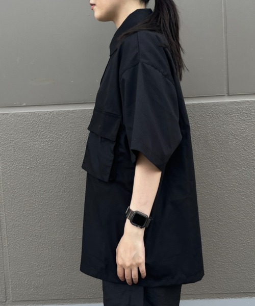 BROKEN BASE（ブロークンベース）の「ビッグシルエットサファリシャツ（シャツ/ブラウス・メンズ・ライトベージュ/ブラック・MEDIUM/LARGE）」の14枚目の写真