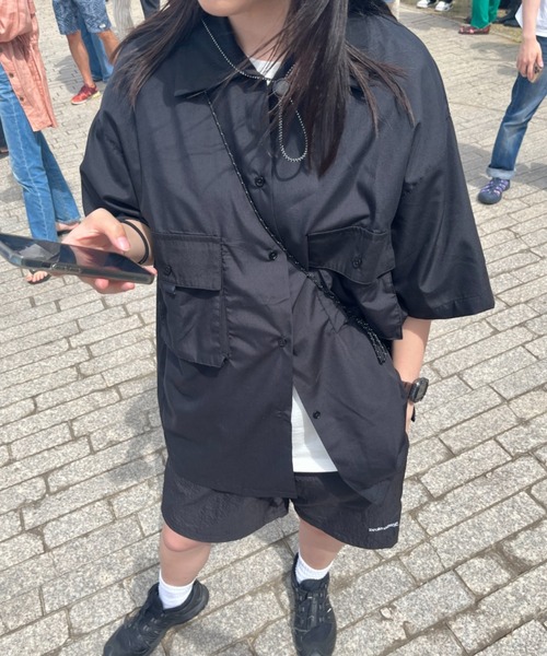 BROKEN BASE（ブロークンベース）の「ビッグシルエットサファリシャツ（シャツ/ブラウス・メンズ・ライトベージュ/ブラック・MEDIUM/LARGE）」の15枚目の写真