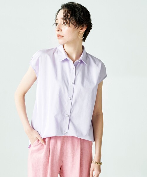 NOLLEY’S（ノーリーズ）の「◇【WEB限定】パール釦フレンチブラウス（シャツ/ブラウス・レディース・ホワイト/ネイビー/ラベンダー/ブラック系その他/ブルー系その他3・36/38）」の20枚目の写真