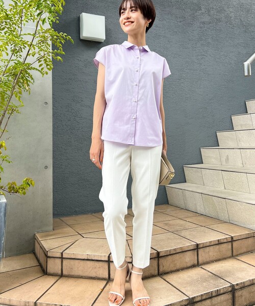 NOLLEY’S（ノーリーズ）の「◇【WEB限定】パール釦フレンチブラウス（シャツ/ブラウス・レディース・ホワイト/ネイビー/ラベンダー/ブラック系その他/ブルー系その他3・36/38）」の18枚目の写真