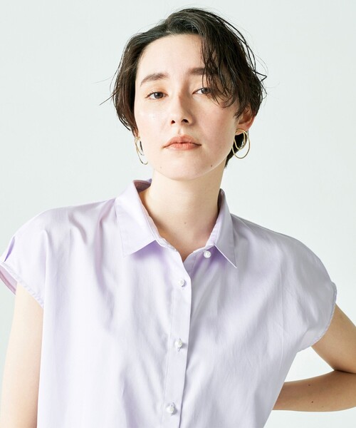 美品❣️ 2023年 BEARDSLEY パール釦フレンチブラウス ブルー BEARDSLEY パール釦フレンチブラウス