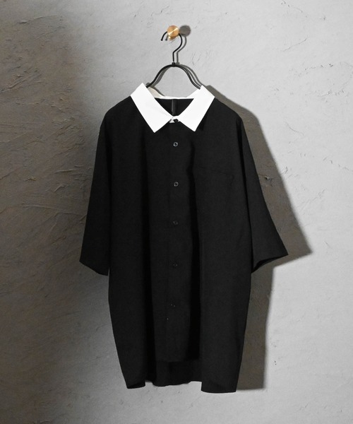 Ritzy(リッツィー)の「ポリストレッチ クレリックシャツ(シャツ/ブラウス・メンズ・サックスブルー/グレイッシュベージュ/ブラック/チャコール/パープル/ネイビー/ホワイト/グリーン・MEDIUM/LARGE/X-LARGE)」の4枚目の写真