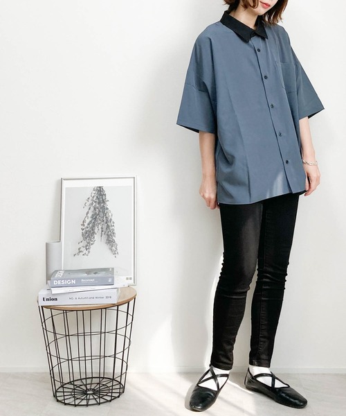 Ritzy(リッツィー)の「ポリストレッチ クレリックシャツ(シャツ/ブラウス・メンズ・サックスブルー/グレイッシュベージュ/ブラック/チャコール/パープル/ネイビー/ホワイト/グリーン・MEDIUM/LARGE/X-LARGE)」の13枚目の写真