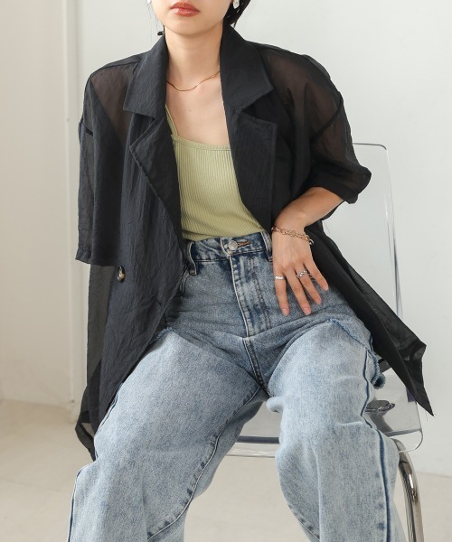 Bab(バブ)の「シアージャケット(シャツ/ブラウス・レディース・ホワイト系その他/ブラック・M)」の15枚目の写真