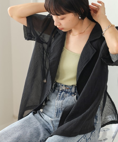 Bab(バブ)の「シアージャケット(シャツ/ブラウス・レディース・ホワイト系その他/ブラック・M)」の18枚目の写真