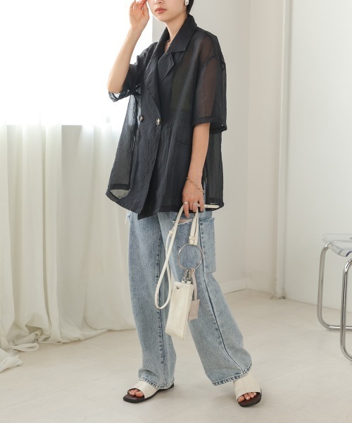 Bab(バブ)の「シアージャケット(シャツ/ブラウス・レディース・ホワイト系その他/ブラック・M)」の5枚目の写真