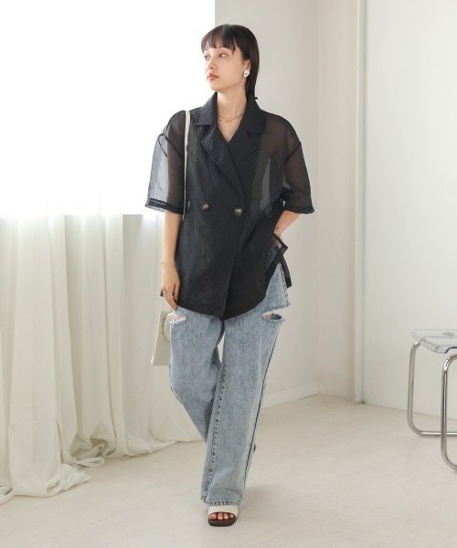 Bab(バブ)の「シアージャケット(シャツ/ブラウス・レディース・ホワイト系その他/ブラック・M)」の16枚目の写真