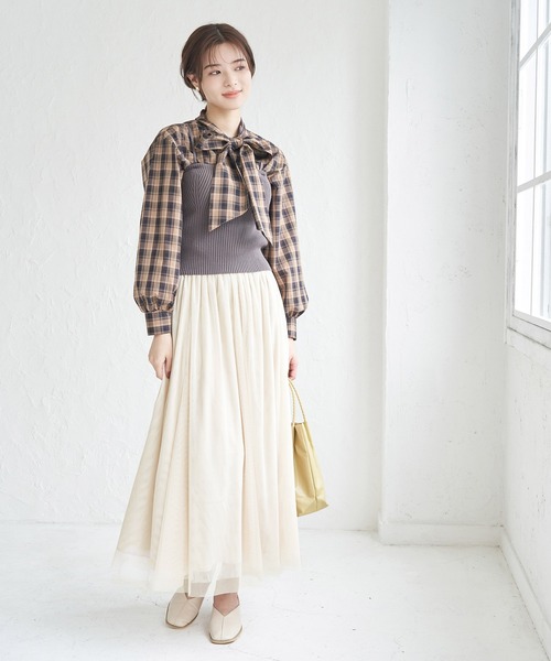 ROPE' PICNIC（ロペピクニック）の「チュールスカート（スカート・レディース・ブラック/ブラウン/キナリ・38）」の9枚目の写真