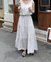 ドットティアードロングスカート